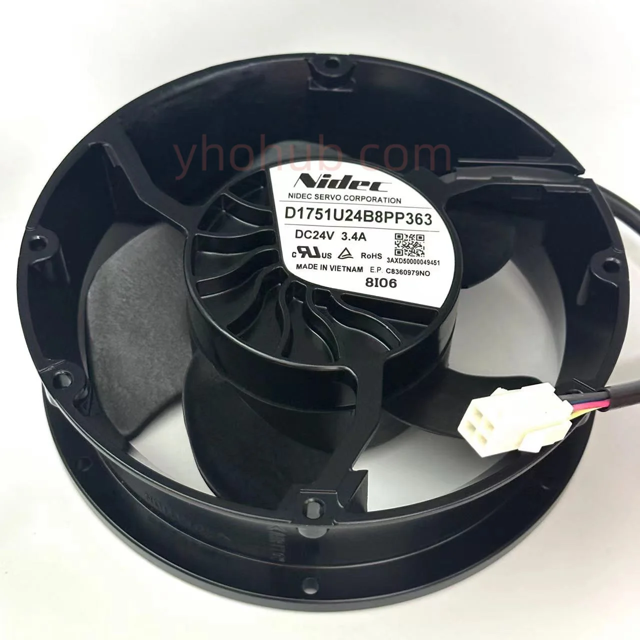 Nidec D1751U24B8PP363 DC 24V 3.4A 172x150x51mm 4-Wire Server Cooling Fan