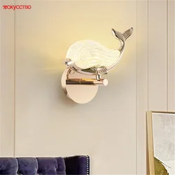 Nordic Acrylic Whale Luxury Led Wall Lamp Bedroom Closets Living Room Corridor Hallway Home Decor Sconces Children Night Lights