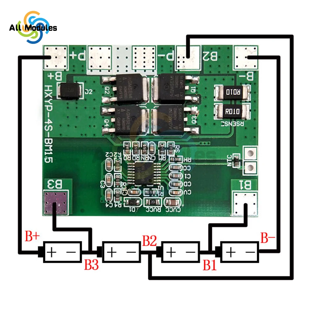 4S 14A 12.8V 18650 Lithium Iron Phosphate Protection Board LiFePO4 4S BMS Balancing Charging Circuit PCM 3PCS