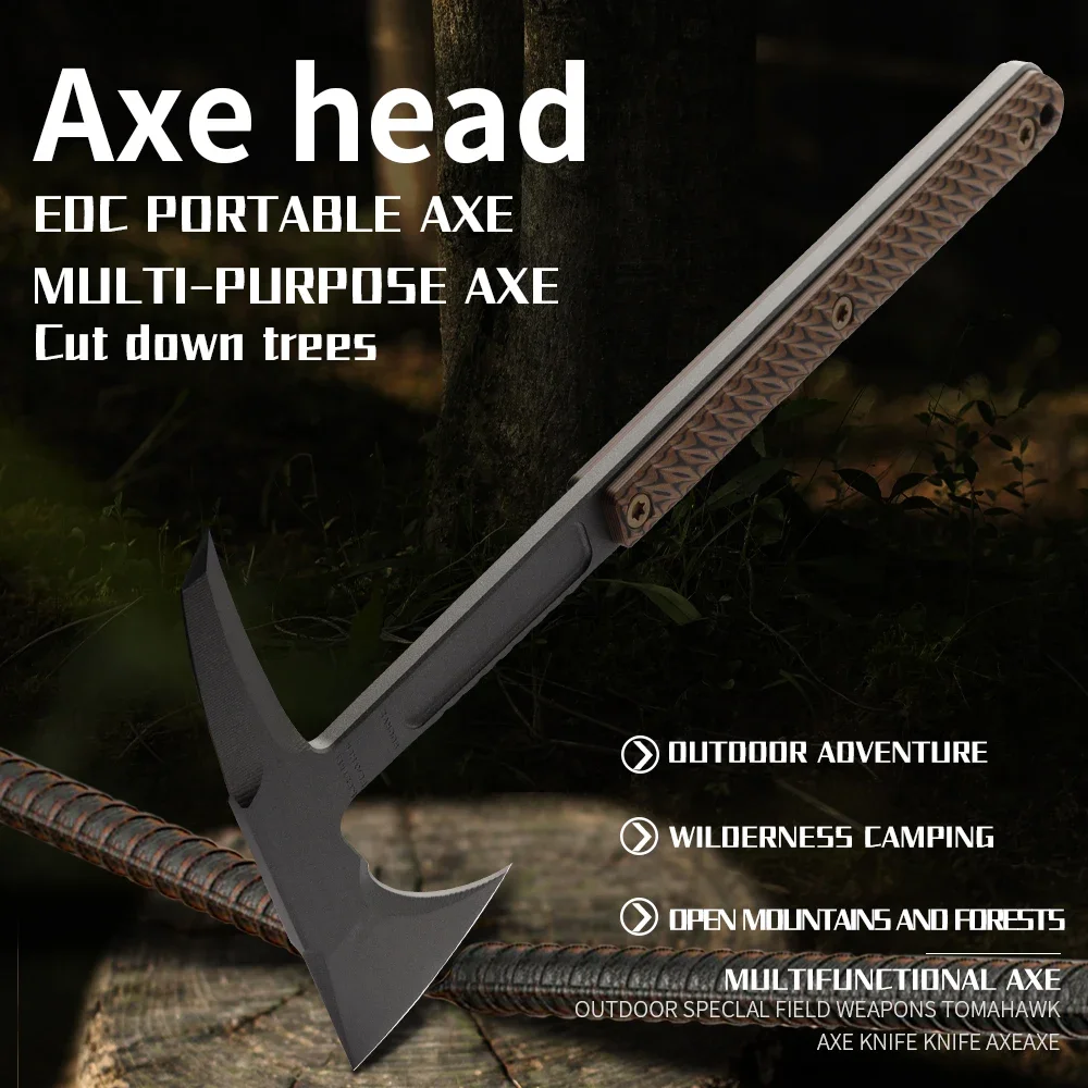 80CRV2 Steel Multi functional Battle Axe - Portable Survival Axe for Outdoor Camping, Hunting, and Emergency Situations