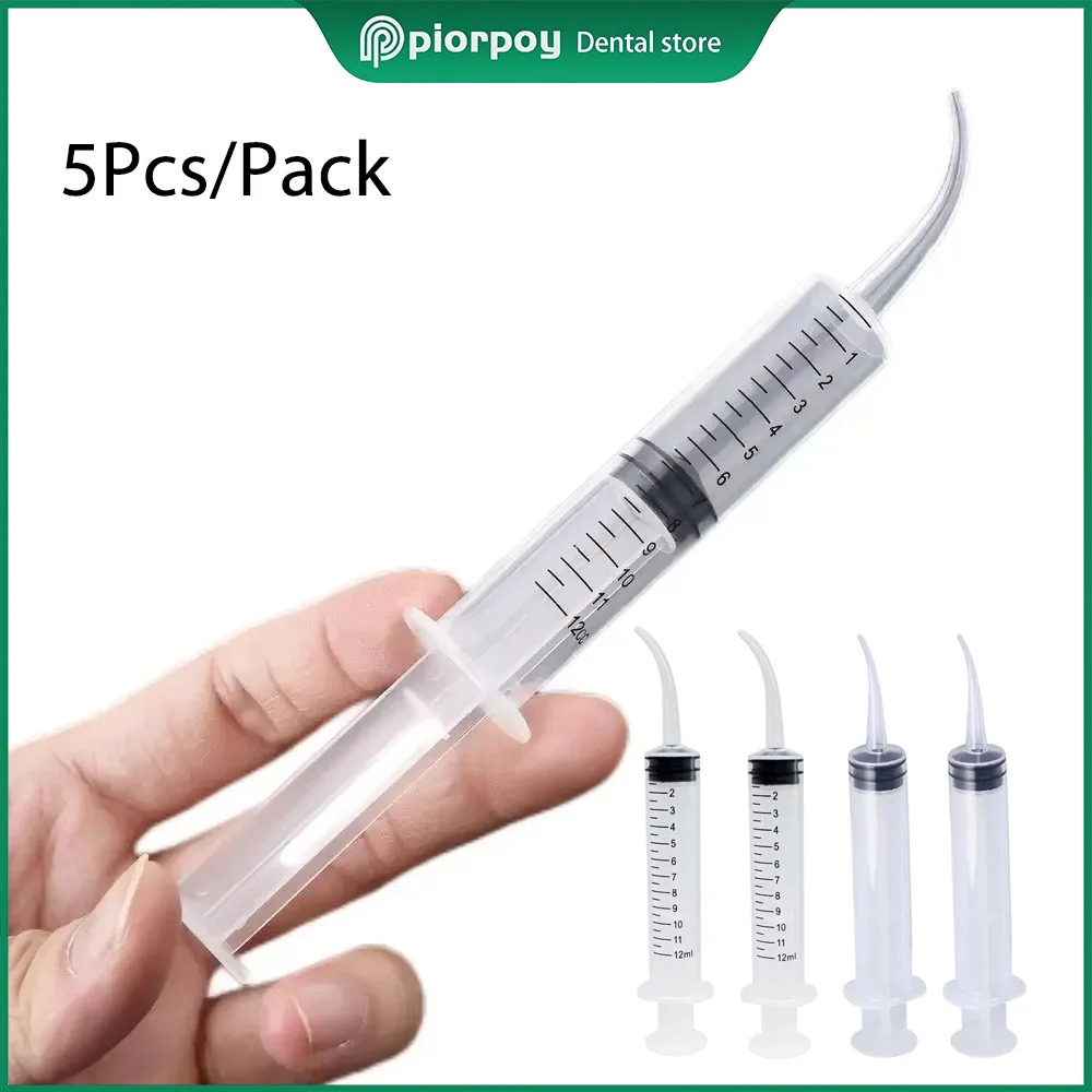 

PIORPOY Dental Disposable Irrigation Syringe Curved Tip Impression Syringes 12ML Plastic Dentistry Oral Hygiene Care Products