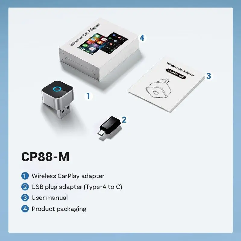 OTTOCAST CarPlay Box | Wired to Wireless Connection for Apple CarPlay & Android Auto, Plug & Play, WiFi 6, Bluetooth 5.4