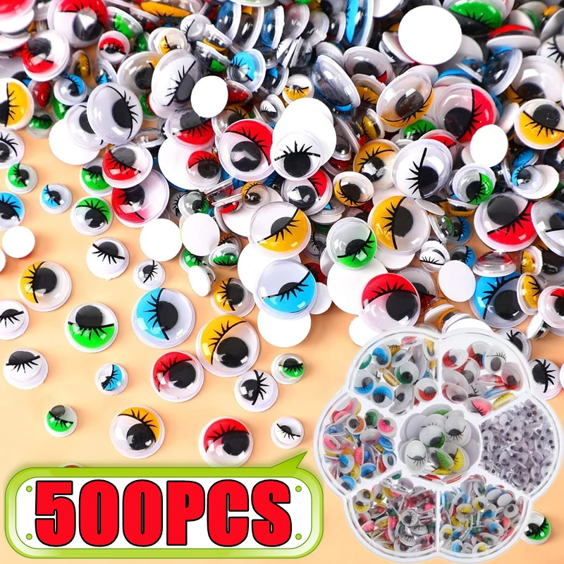 

Новые 500 шт./кор. самоклеящиеся кукольные глаза для рукоделия, игрушки Googly Wiggly глаза, декор для скрапбукинга, принадлежности для рукоделия 5/6/7/8/10/12 мм