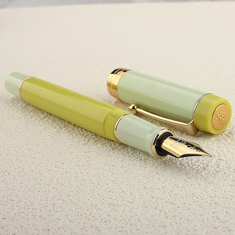 JINHAO 100 Fountain Pen Green Lime Resin Luxury Pens M/F/EF Heartbeat Nib Office School Supplies Stationery Gift