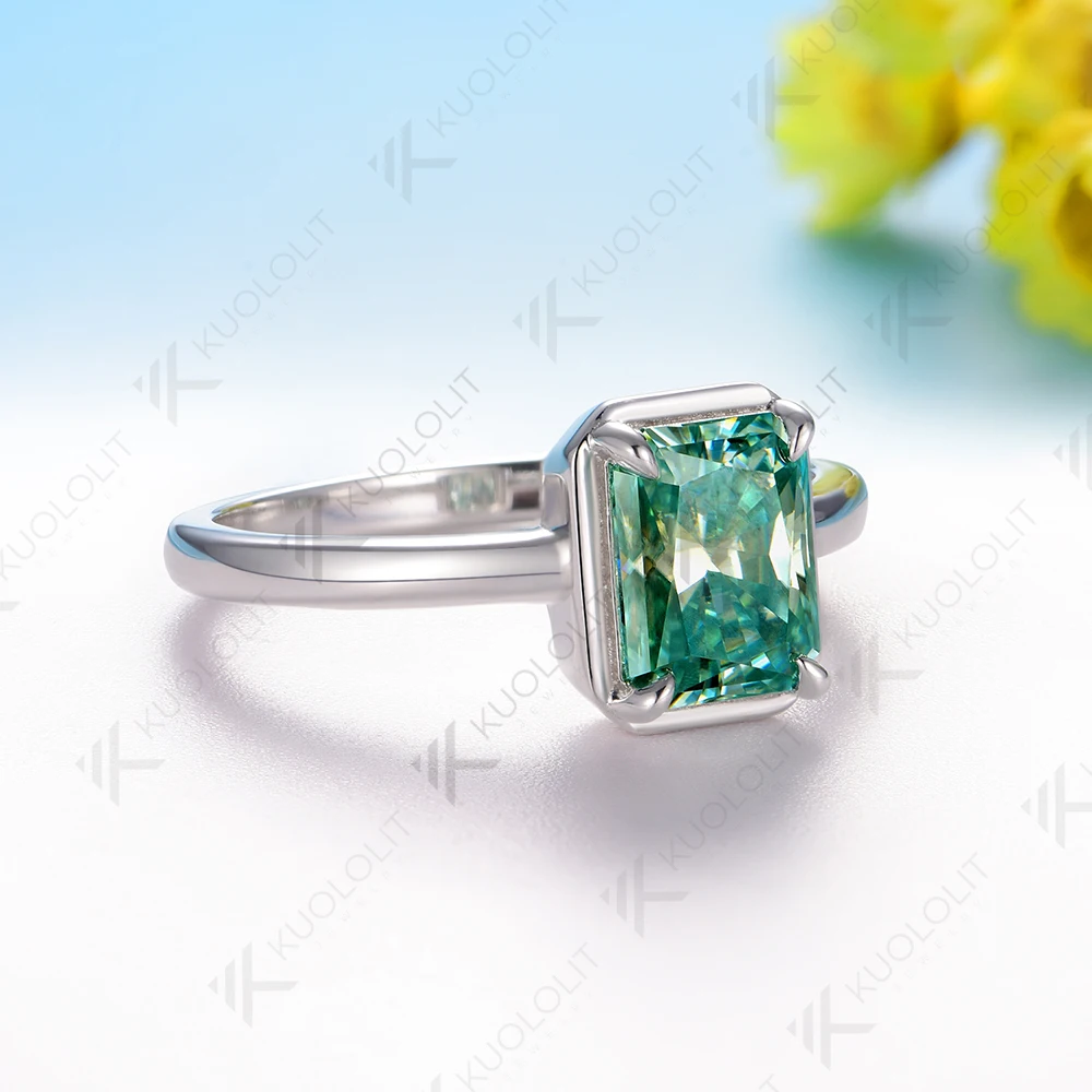 Kuololit 2CT مشع قطع سماوي مويسانيتي خاتم للنساء الصلبة 14K 10K 585 خاتم الذهب الأبيض للخطوبة الذكرى عيد الميلاد