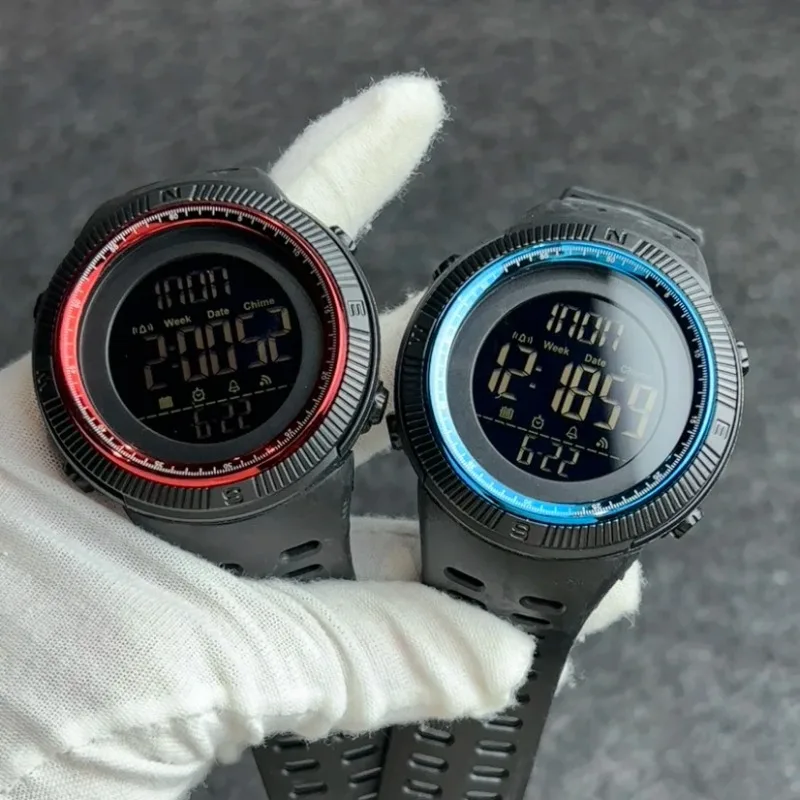 남성용 아웃도어 패션 스포츠 시계 방수 LED 다기능 시계 남성 생일, 크리스마스 선물로 적합
