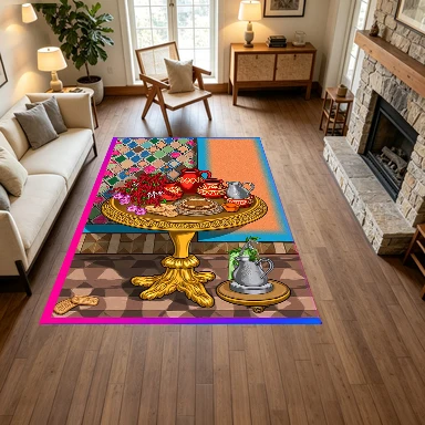 Mexican Kitchen Still Life Painting, Ceramic Art, Pepper Rug, Colorful Spanish Tile, Non-Slip Floor Mat for Restaurant Decoration