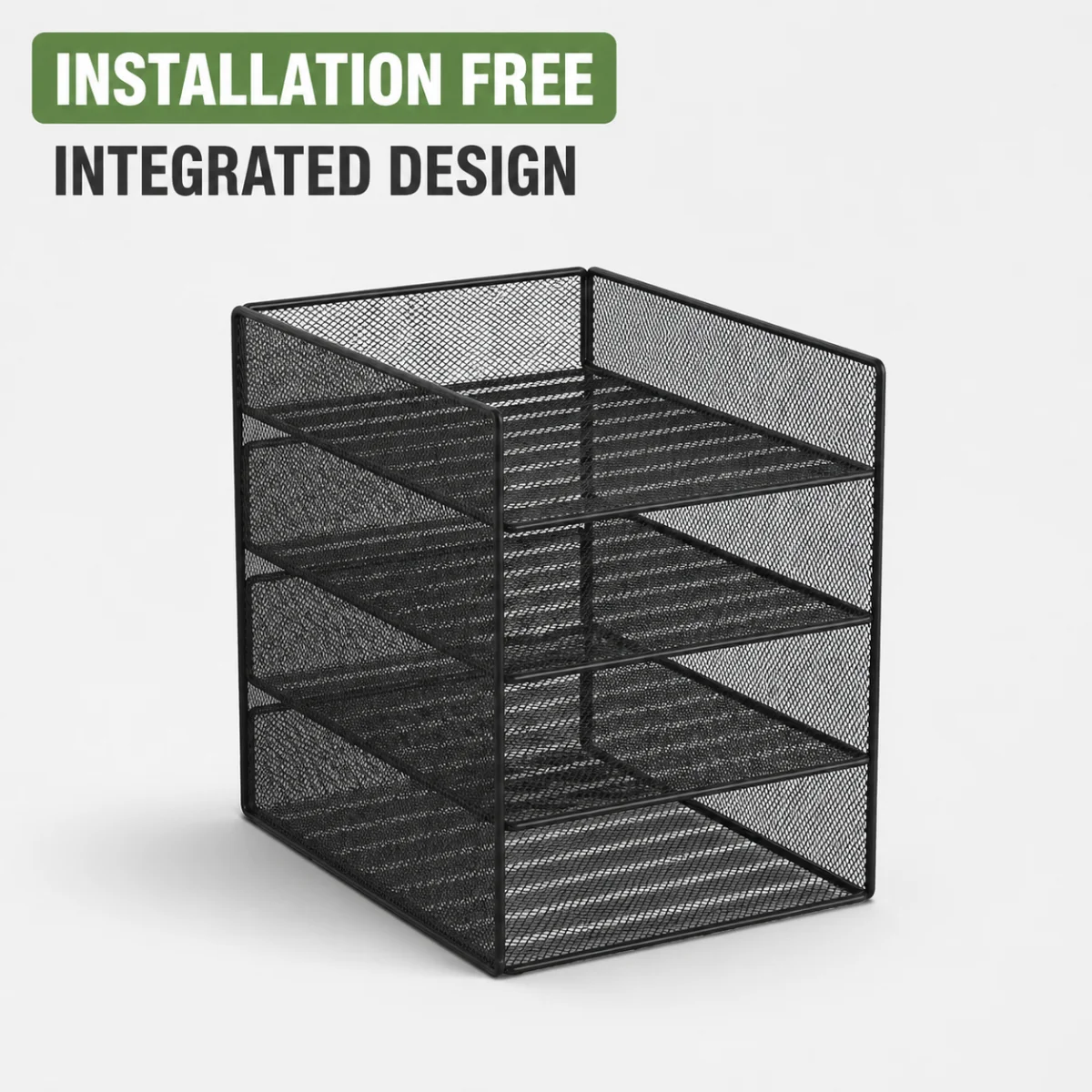 

No Assembly Required!Black Desktop File Organizer,Large Capacity Letter Tray, Integrated & Durable,Perfect for Office Supplies