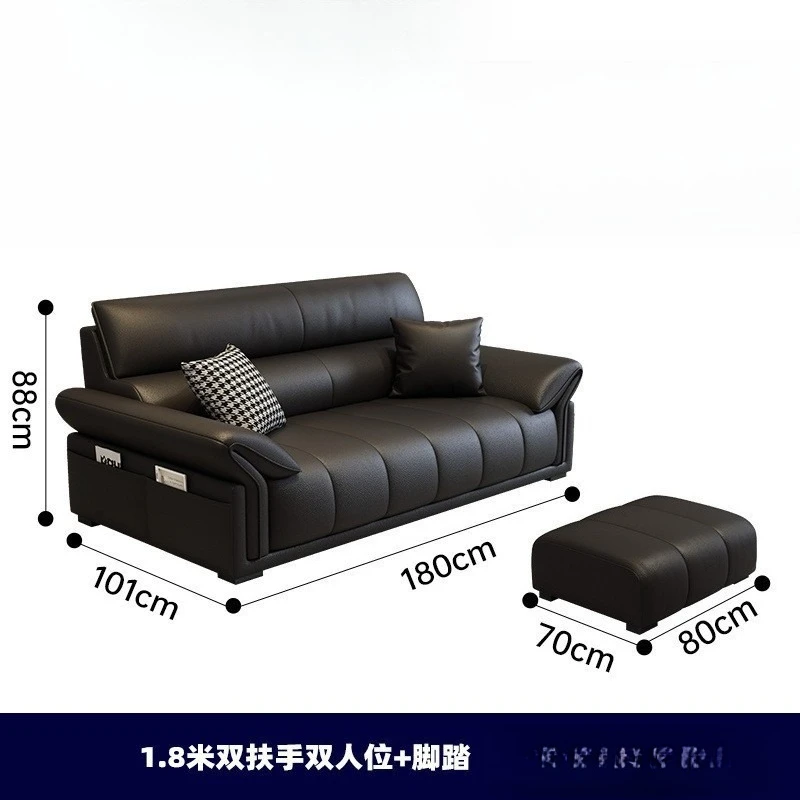 

Italian minimalist leather sofa living room simple modern home light luxury