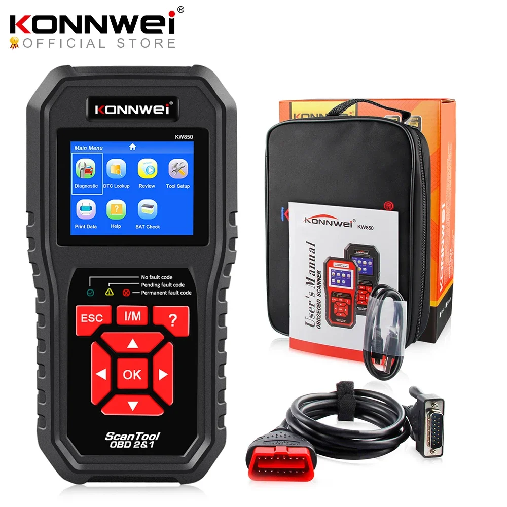 KONNWEI KW850 OBD2 Автомобильный диагностический сканер Инструменты OBD 2 Автоматический диагностический инструмент для проверки двигателя Автомобильный сканер считыватель кодов Черный