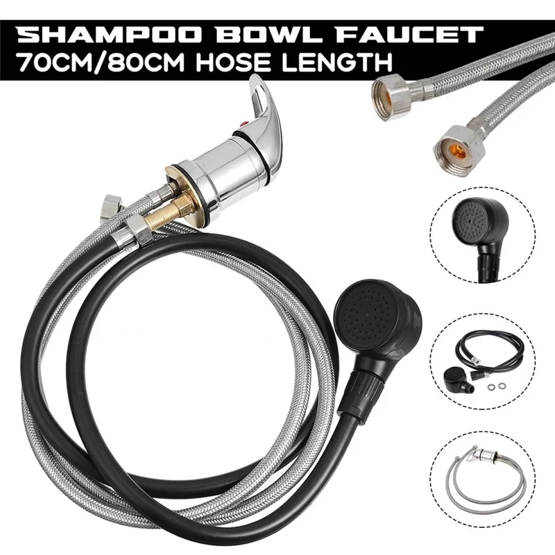 FYBL-Water Faucet Set, Salon Shampoo Bowl Faucet And Sprayer Kit With Sprayer Hose, Home Salon Spa Hot Cold Mixer