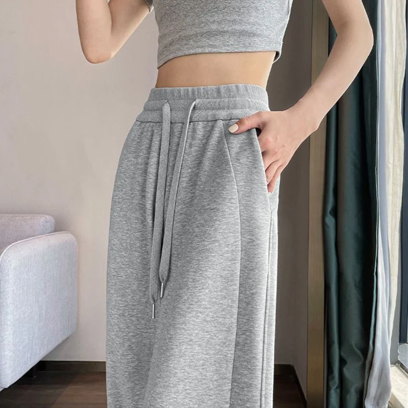 Hot Sale Girls Classic High Waist Sweatpants Women Loose Fit Straight Leg Trousers Female Comfortable Solid Daily Pants