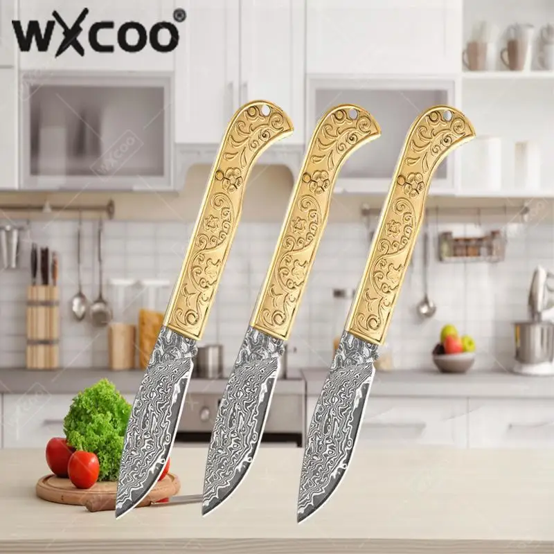 

Damascus Pattern Kitchen Accessories Multi functional Meat Cleaver Folding Fruit Knife Butcher Knife Fruit Paring Pocket Knife