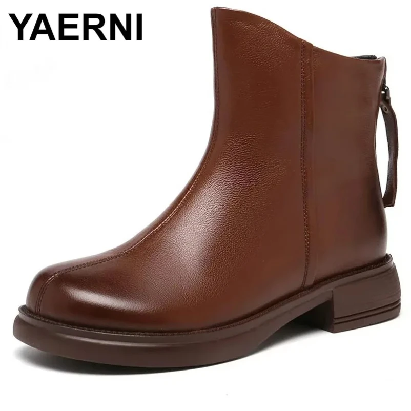 

Женские ботинки 2025 года, трендовые новые роскошные женские туфли из натуральной кожи высокого качества, модные удобные короткие ботинки в британском стиле в стиле ретро