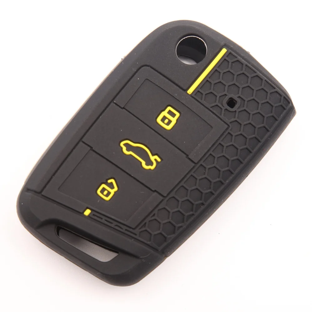 Silicone Car Key Fob Case Cover Shell for VW Golf 7 GTI POLO T-Cross T-Roc Touran Tiguan FOR Skoda Octavia Rapid Kodiaq Fabia