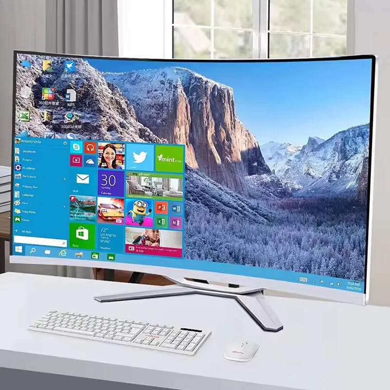شاشة منحنية 27 بوصة الكل في واحد كمبيوتر مكتبي Core I5 10400H 16GB RAM 512GB SSD OEM Gaming AIO قطعة واحدة الكل في واحد