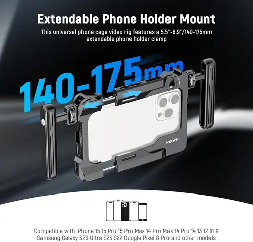 Imagen 2 del producto NEEWER-plataforma de vídeo Universal para teléfono inteligente con asas, adaptador de filtro de 67mm para micrófono DJI iPhone 14 15 Pro Max Samsung Galaxy Android