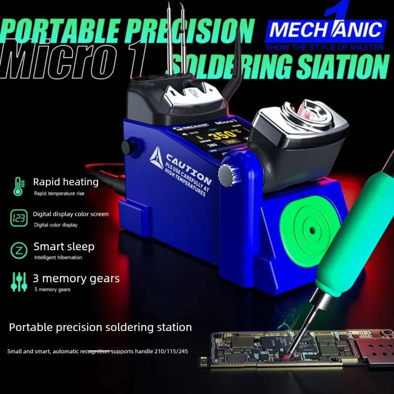 Mini Soldering Iron Kit with Auto Hibernation & Cable Management Include Adjustable Stand & Tip Holder for Phone/Computer Repair