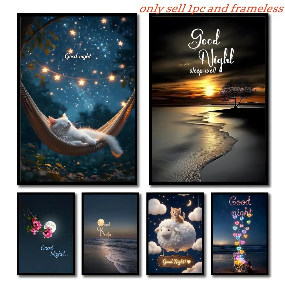 For Good Night Sweet Dreams Poster Self-adhesive Living Room Bedroom Party Bar Decor Moisture-proof Fade-resistant HD