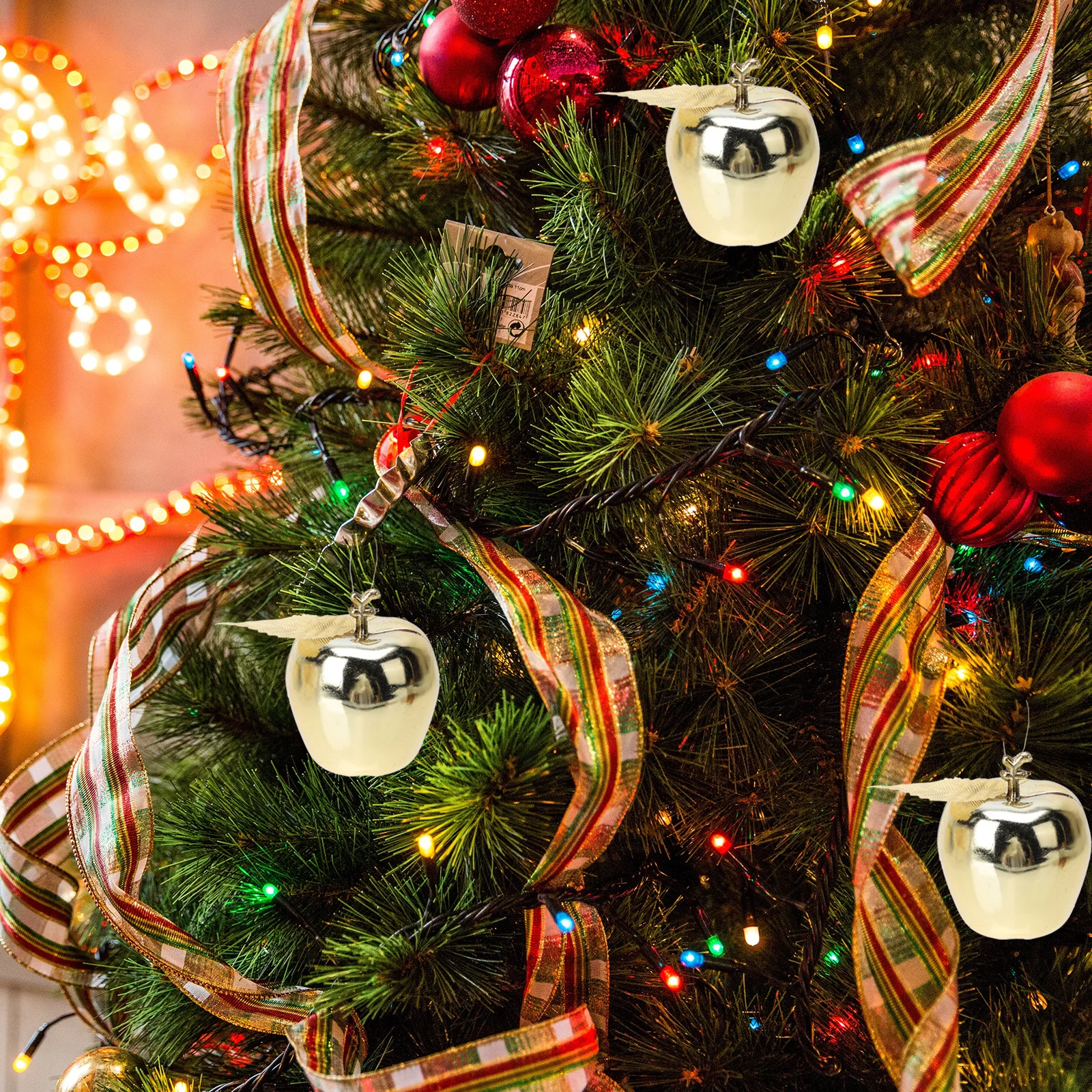 

24pcs Christmas Apple Decorations Electroplated Xmas Pendants For Tree Wreath Rattan Hanging Ornament Holiday Home Decor