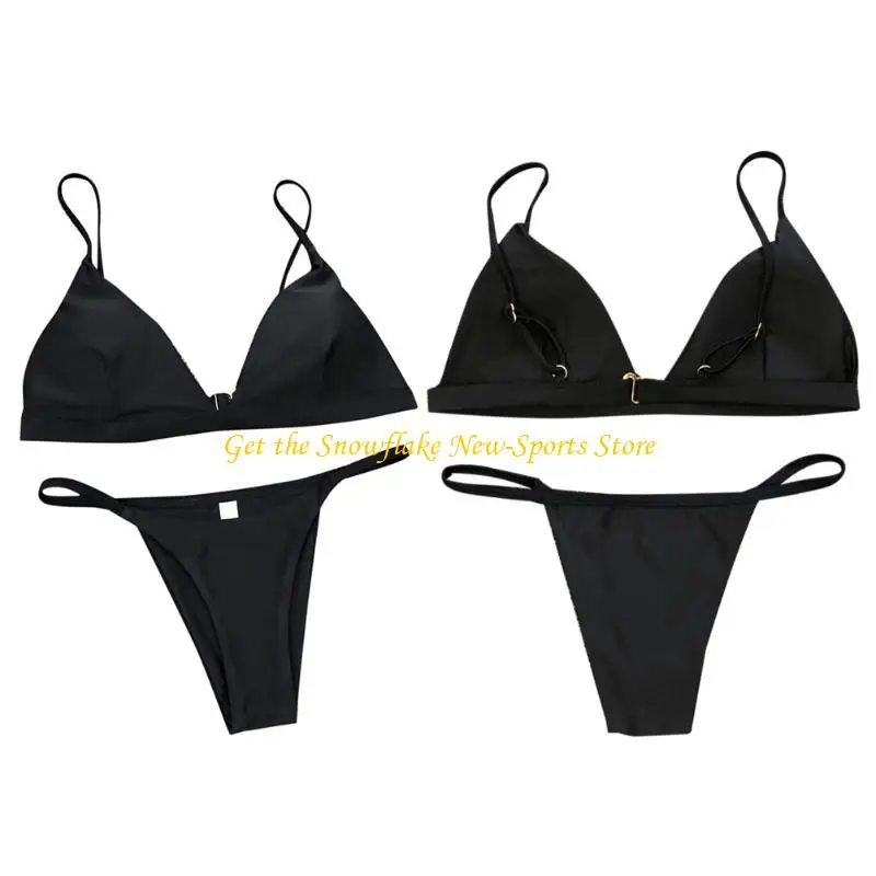 

E56D Летний сексуальный женский комплект бикини с эффектом пуш-ап сплошной цвет на бретельках купальный костюм