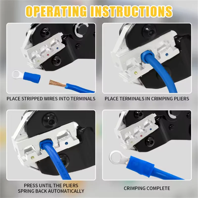 SN-02C Wire Crimping Tool Kit AWG 23-13 With 280PCS Insulated Wire Electrical Connectors Butt Ring Spade Cable Lugs Assortment image 6