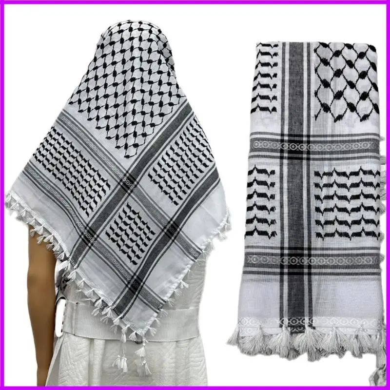 

Fringed Arafat Scarf Breathable Shemagh Head Covering Ethnic Scarf for Travel and Outdoor Activity Cultural Event Wear