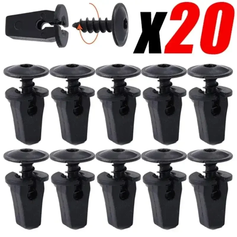 20pcs Plastic Fasteners Screws Universal Car Bumper Fender Black Rivets Car Fastener Push Pin Clips Auto Accessories