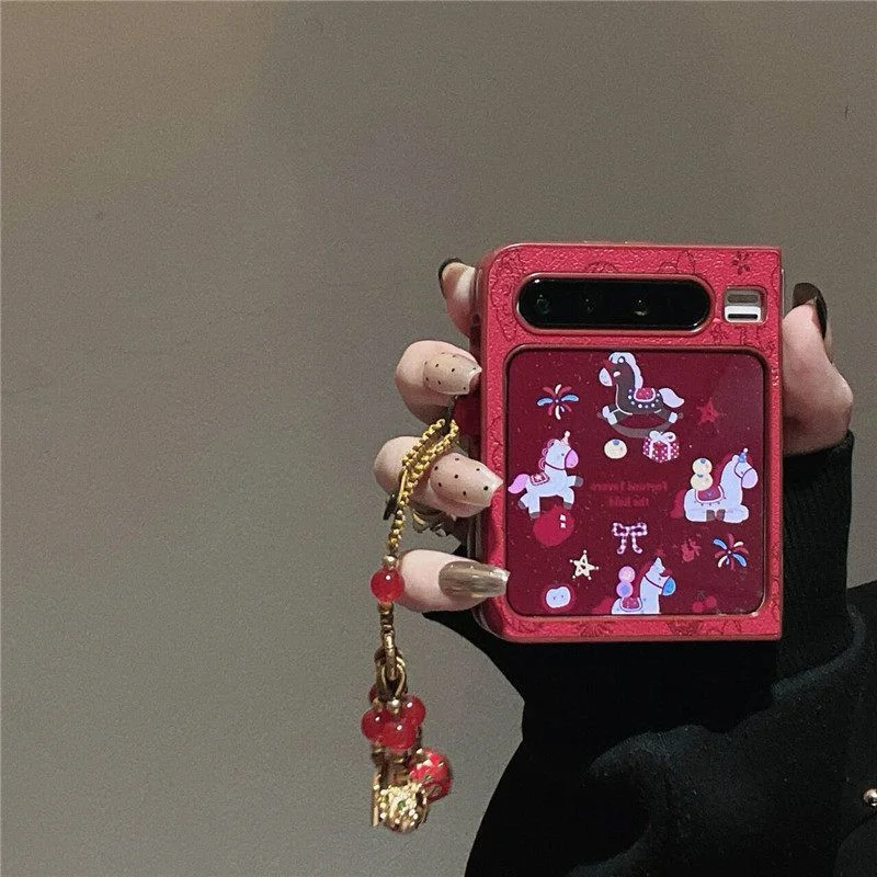 

New Year Pony Style Phone Case For Samsung Z Flip7 zflip6 zflip5 zflip4 Casing Horse Pattern Shockproof Cover