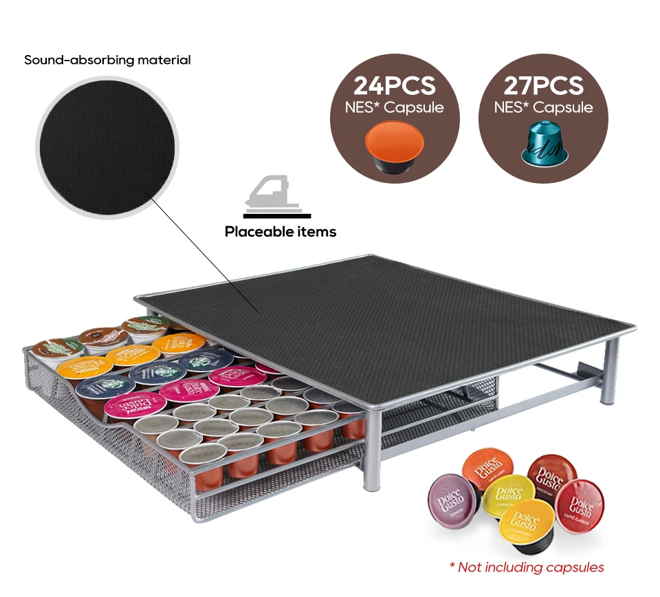 هاي برو صندوق تخزين كبسولات القهوة, مزود بأرفف، مناسبة لنسبريسو، دولتشي غوستو