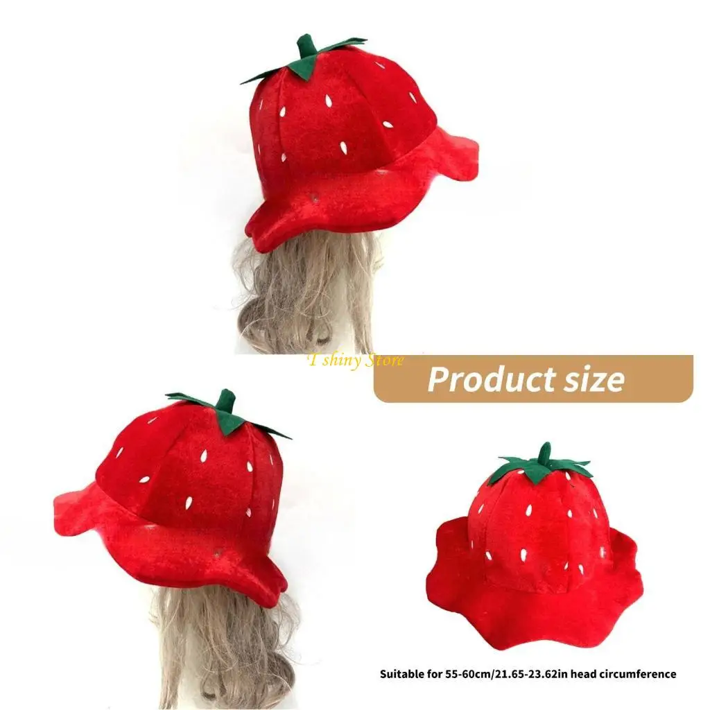 

N58F Halloween Strawberry Hat Headgear Perfect for Role Playing Costume Parties