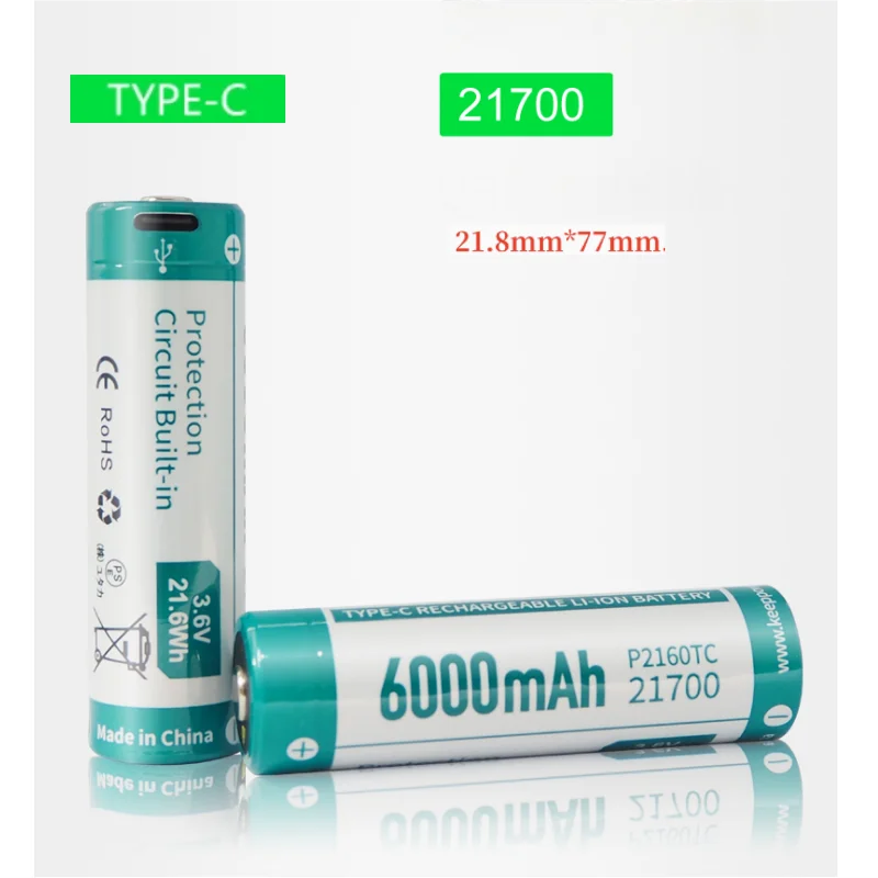 

keeppower 21700 lithium battery power bank P2160TC flashlight battery TYPE-C