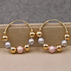 New Three Color Ball Design Circular Metal Earrings, Fashionable And Creative Retro Jewelry For Men And Women's Exquisite Access