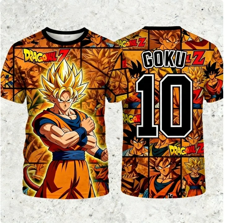 

Summer 2026 Dragon Ball Game Wukong No. 10 Manga Grid Theme 3D Printed Breathable Quick Drying T-shirt Adult Parent Top
