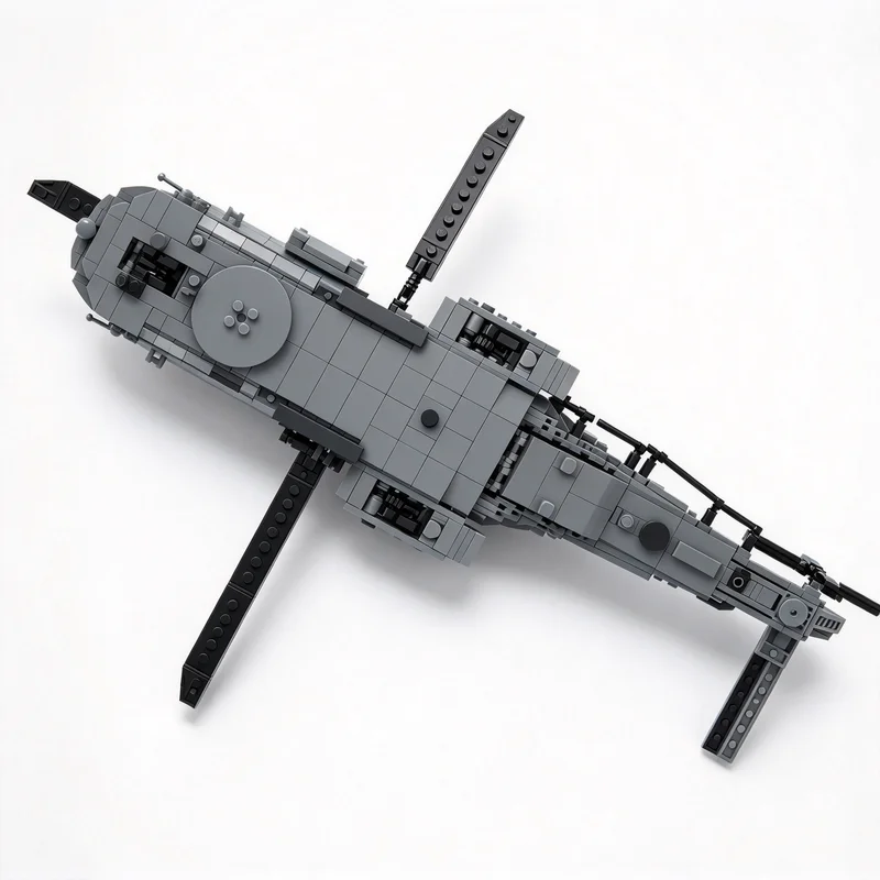 1209PCS MOC Marine Utility Helicopter Aircraft Display Model Building Blocks DIY Assembly Gifts for Adults Collection Desktop