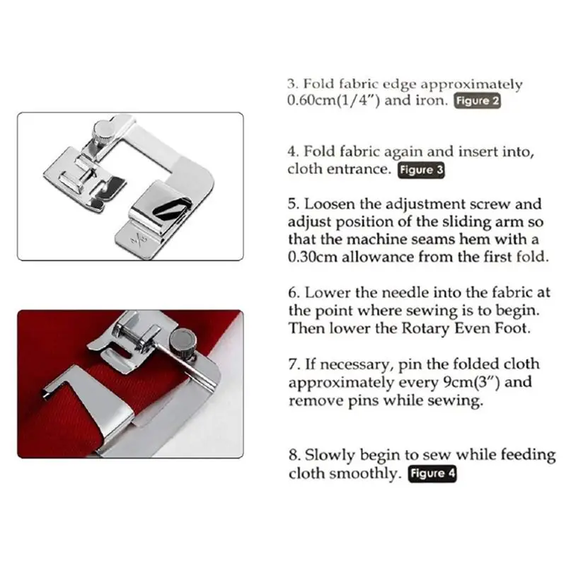 A44Z-3PCS Wide Rolled Hem Presser Foot Set,(1/2 Inch, 3/4 Inch, 1 Inch) ,For Low Shank Sewing Machines Accessories