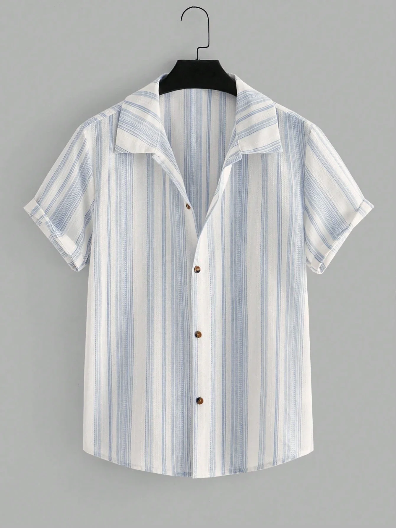 

Men's Striped Button Front Casual Short Sleeve Shirt