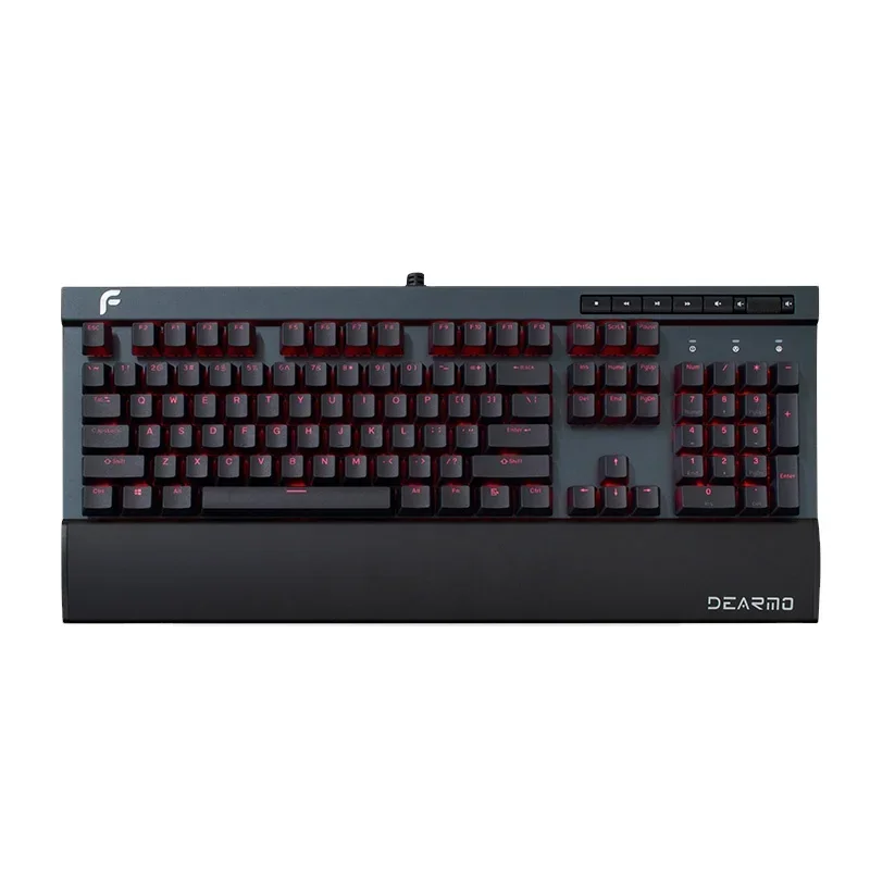 

Dearmo F5 Red Backlit Ergonomic Multimedia Wired Mechanical Keyboard Aluminum Alloy Gaming Keyboard