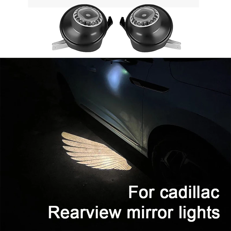 For Cadillac CT4 CT5 CT6 ATS CTS HD Led Car Rearview Mirror Welcome Shadow Icon Light Laser Projector Ghost Lamp Modification