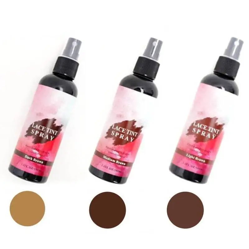 Spray de tinte de encaje para pelucas, peluquines, cierres, pelucas de encaje frontal, acabado Natural, peluca de Color de encaje, Spray de fusión, marrón oscuro/medio/claro