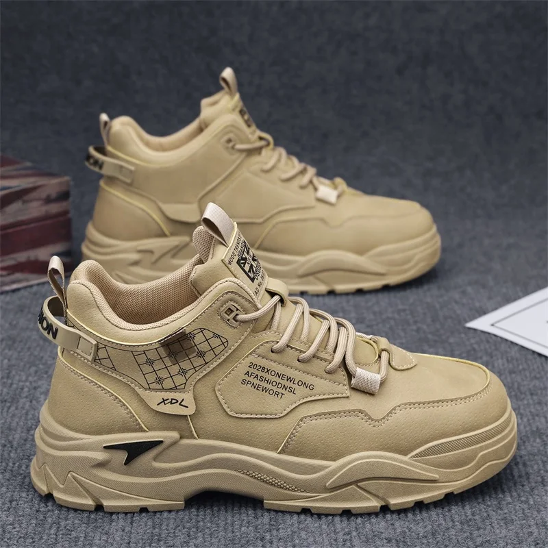 

Men's boots new casual four season high top casual boots fashion versatile comfortable thick sole wear-resistant workwear boots