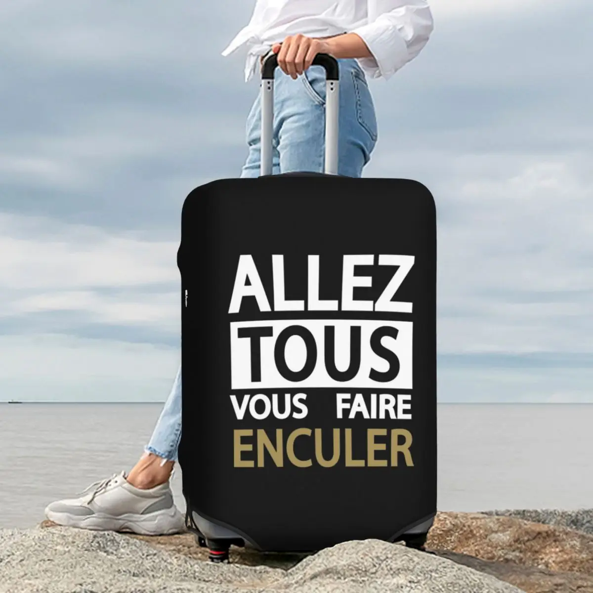 

Jean Marie Bigard-ALLER TOUS VOUS FAIRE ENCULER Active Suitcase Cover Protection Elastic Travel Luggage Protector Covers