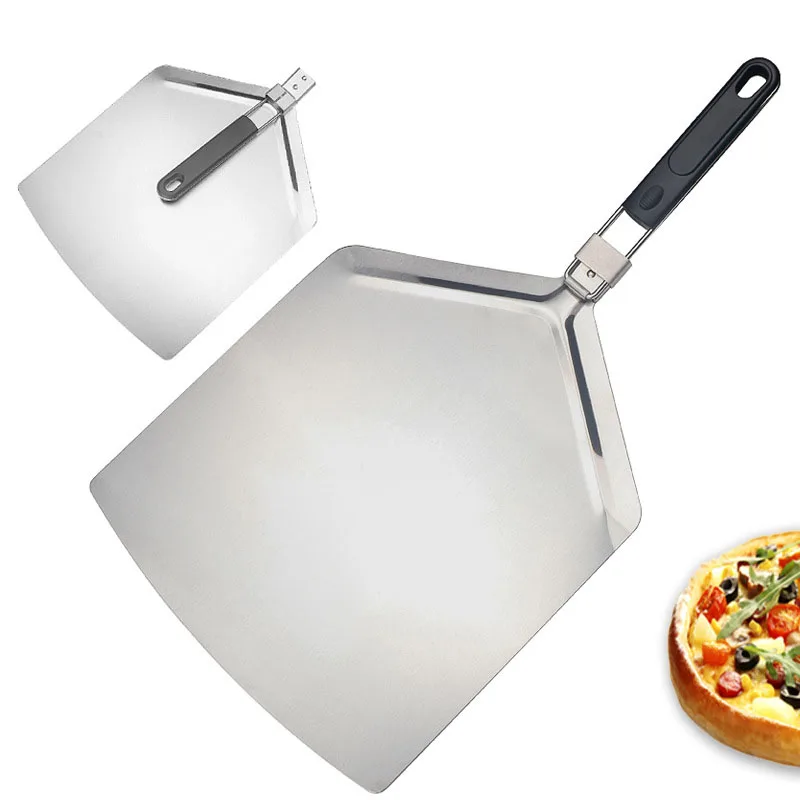 High Quality Aluminum Pizza Peel Transfer Tools Folding Plastic Handle Bread Shovel