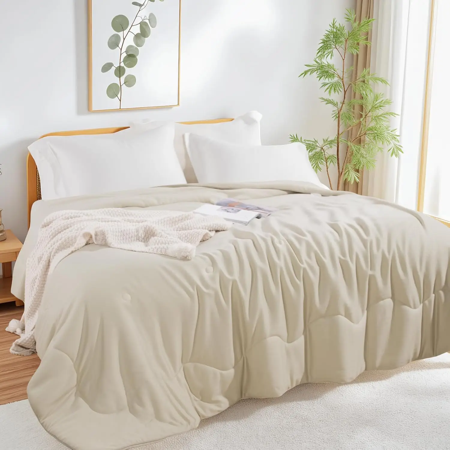 

Одеяло Queen Size из бамбуковой вискозы - летнее охлаждающее, влагоотводящее, легкое всесезонное одеяло