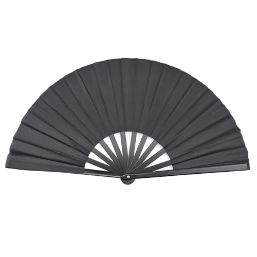 

Large Folding Hand Held Fan Sturdy 13 Inch Nylon-Cloth Vintage Retro Fabric Big Rave Clack Fan for Line Dancing Chinese Kung Fu