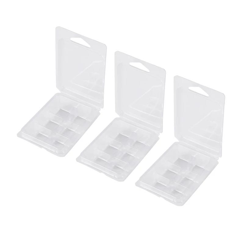 Hot 300 Packs Wax Melt Clamshells Molds Square, 6 Cavity Clear Plastic Cube Tray For Candle-Making & Soap