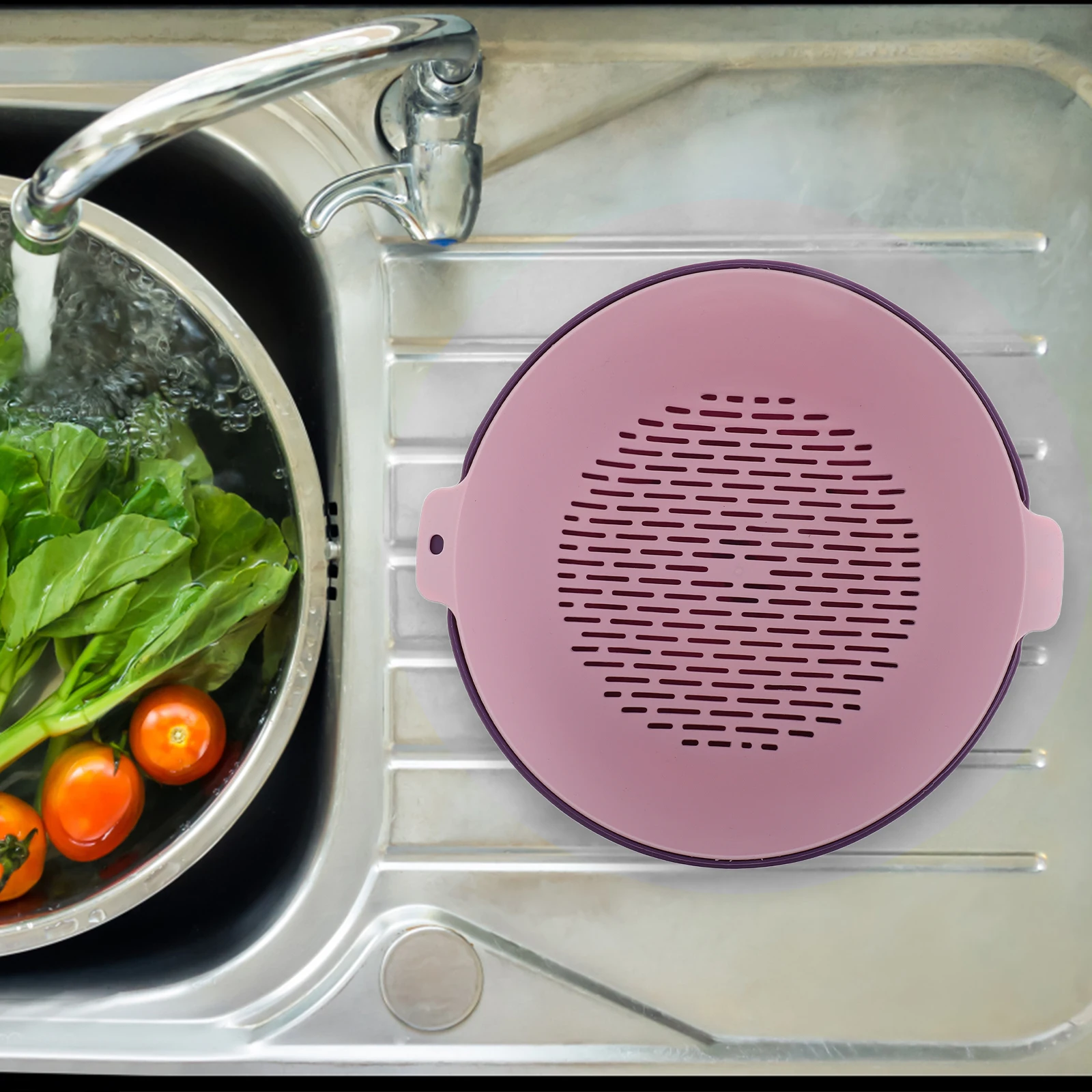 

1Set Double Layer Draining Basket Fruit Vegetable Wash Strainer Kitchen Rv Living Room Elegant Tray Sturdy Construction