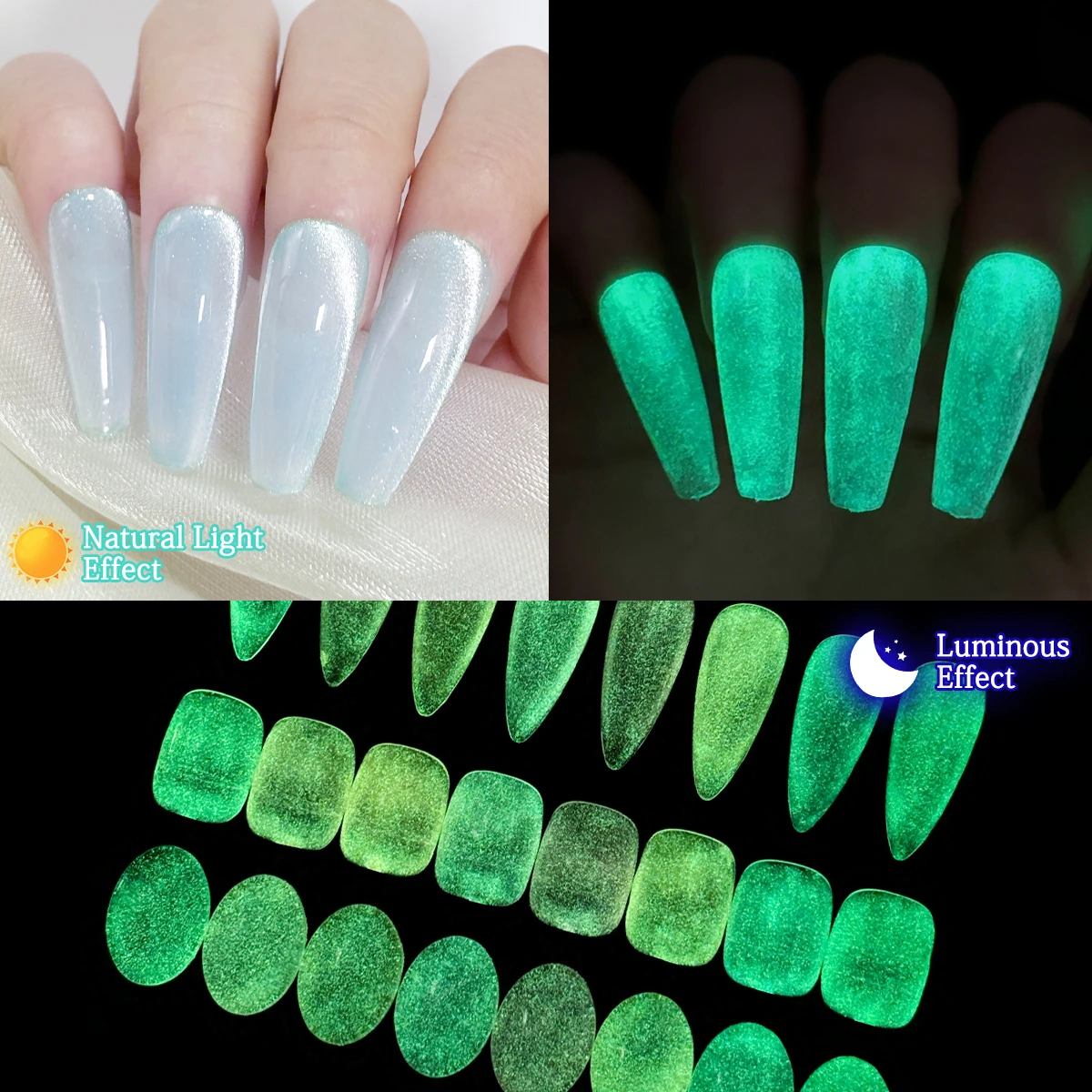 ยาทาเล็บเรืองแสงในที่มืด Groillim สีลูกกวาดสดใส ติดทนนาน ความเรืองแสงสูง สีเข้มข้น / สำหรับตกแต่งเล็บด้วยไฟ LED