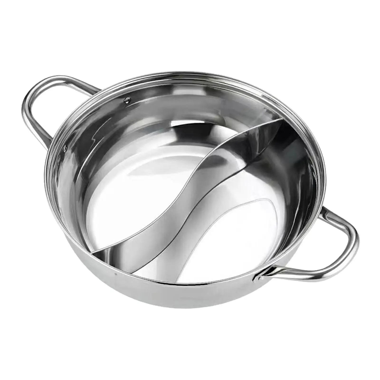 Stainless Steel Double Sided Hot Pot with Divider Quick Heat Induction Cooker for Kitchen and Restaurant