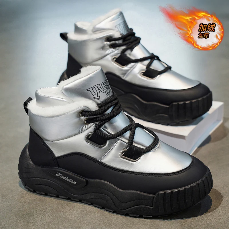 

Men's Warm Winter Boots Waterproof Non-Slip Plush Lined Sneaker Shoes Winter Slippers Comfortable Male Tenis Boots